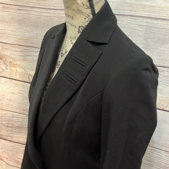 Area Double Stretch Fitted Jacket Blazer NWT Black Size 2 Designer One Button - Picture 3 of 11